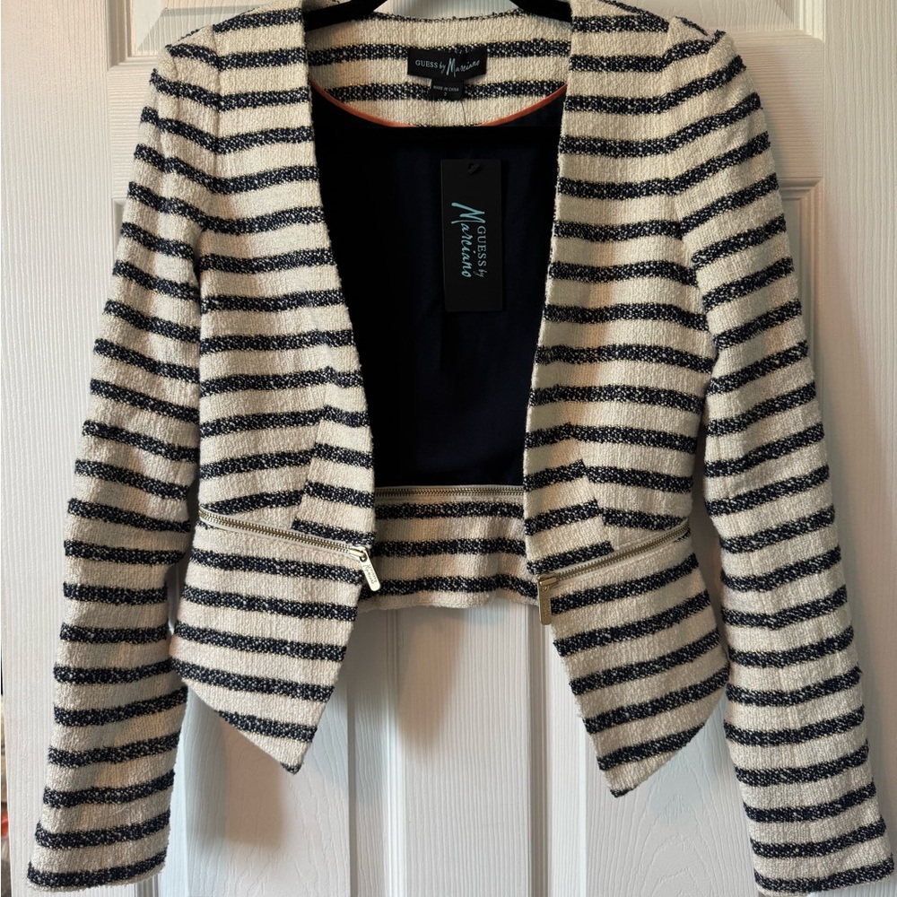 Guess by Marciano Black and White Nautical Blazer
